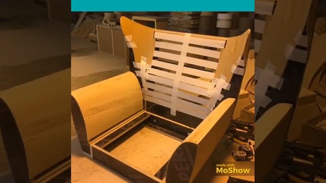 Каркас/корпус кресла с ушами, разборной с эскизной/фигурной спинкой и локтями из фанеры