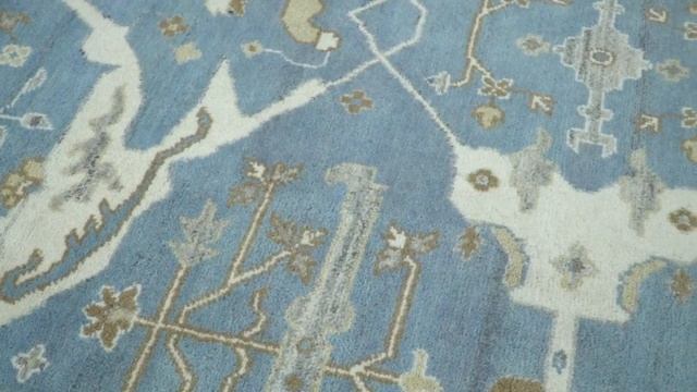 Hand Knotted 8x10 Oriental Oushak Blue and Ivory Wool Area Rug | TRDCP56810 смотреть онлайн