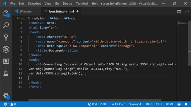 15- Java Script Object Notation - JSON Stringify | How to Convert JavaScript Object into JSON Strin смотреть онлайн