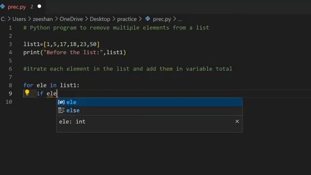 Python program to remove multiple elements from a list || Python смотреть онлайн