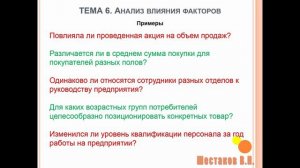 АНАЛИЗ ВЛИЯНИЯ ФАКТОРОВ _ АНАЛИЗ ДАННЫХ #6