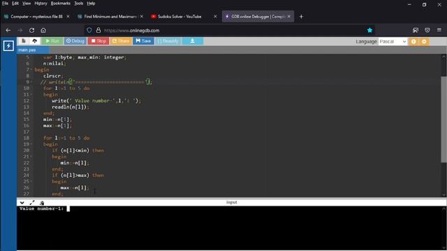 Find Minimum and Maximum Number using Array in Pascal смотреть онлайн