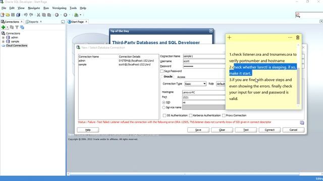 SQL DEVELOPER IO ERROR: The network adapter could not establish the connection | SID error смотреть онлайн
