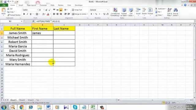 Split Full Name Into First Name And Last Name In Excel смотреть онлайн