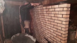 Перегородка в бане из кирпича + обкладка печи
