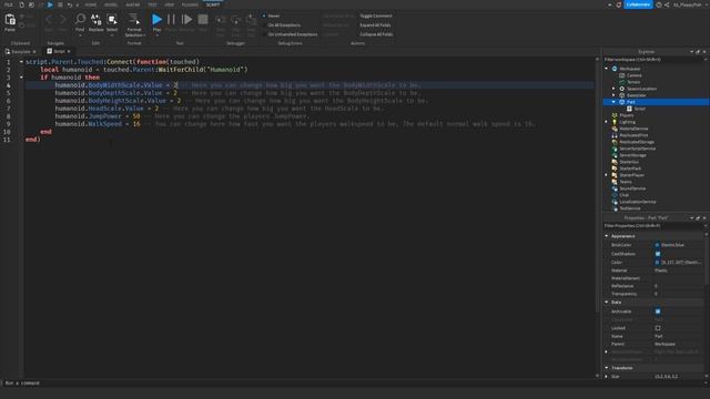 HOW TO MAKE A PLAYERS SIZE INCREASE WHEN THEY TOUCH A PART ?️ Roblox Studio Tutorial смотреть онлайн