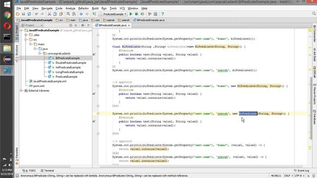 ESpark Adarsh Java8 Bi Predicate Example смотреть онлайн