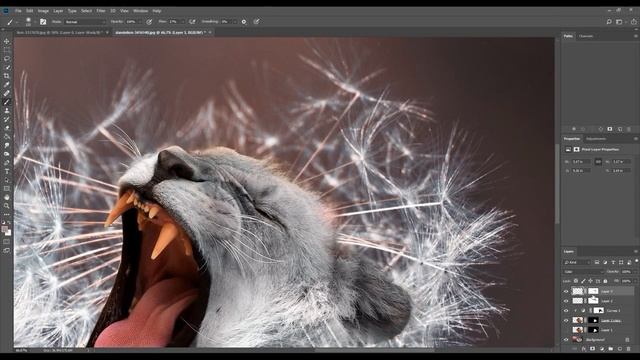 Как сделать из Льва одуванчик Photoshop ,Уроки Фотошопа смотреть онлайн