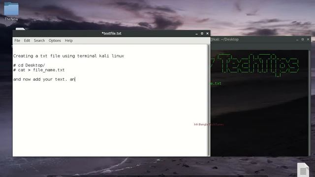 Creating a txt file using terminal Kali Linux смотреть онлайн