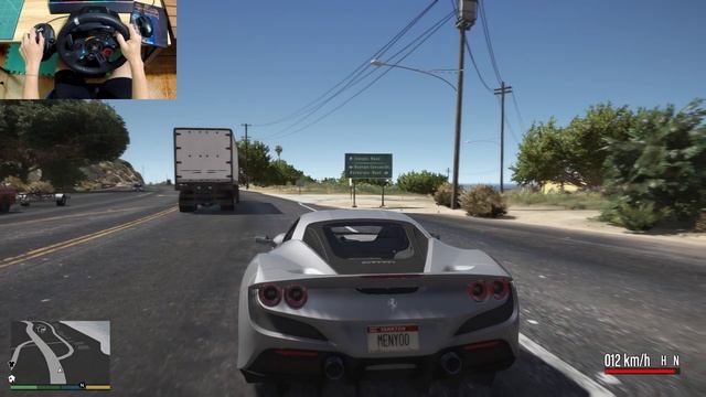 GTA 5 - 2020 Ferrari F8 Tributo - Logitech G29 gameplay Max Speed смотреть онлайн