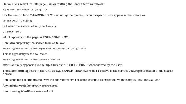 Wordpress: Unexpected esc_html and esc_attr behaviour смотреть онлайн