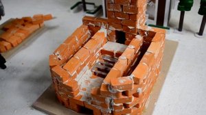 Строим мини печь [мини кирпичики] для жарки мини рыбки.