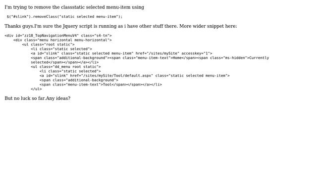 Sharepoint: Using an ID to remove a class using jQuery смотреть онлайн