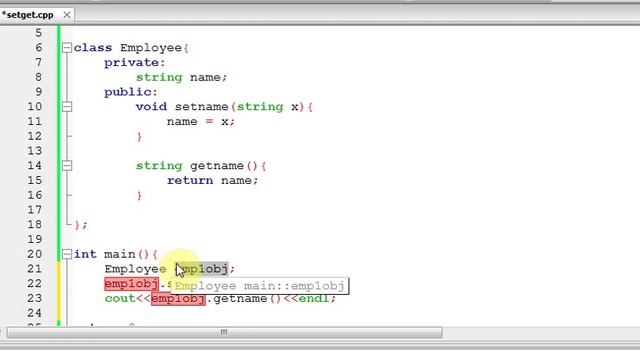 2-set get (accessing private variables inside class) смотреть онлайн