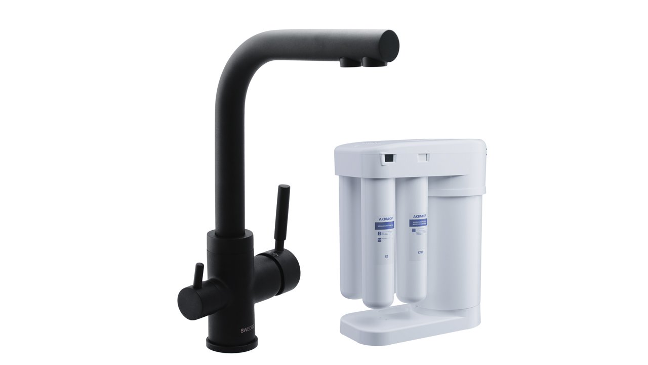 Распаковка смесителя для кухни 2в1 с фильтром Аквафор Морион Swedbe Selene Plus К8149М смотреть онлайн