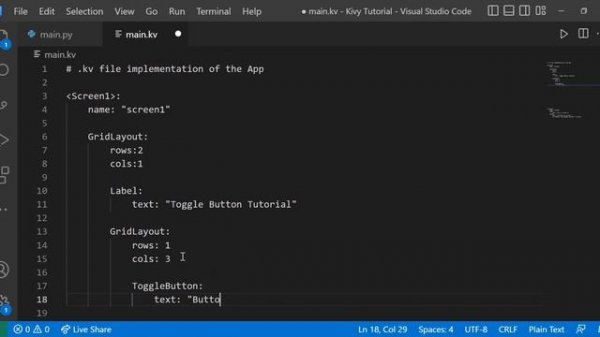 Python/Kivy Mobile App Tutorial: Part 5 (Toggle Buttons)