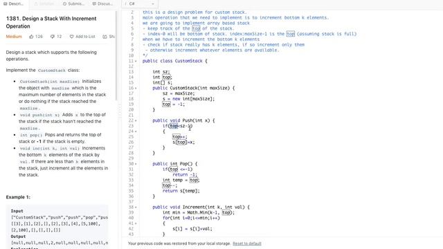 Design a Stack With Increment Operation (Leetcode 1381) смотреть онлайн