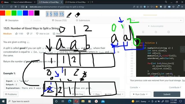 1525| Number of Good Ways to Split a String | Leetcode смотреть онлайн