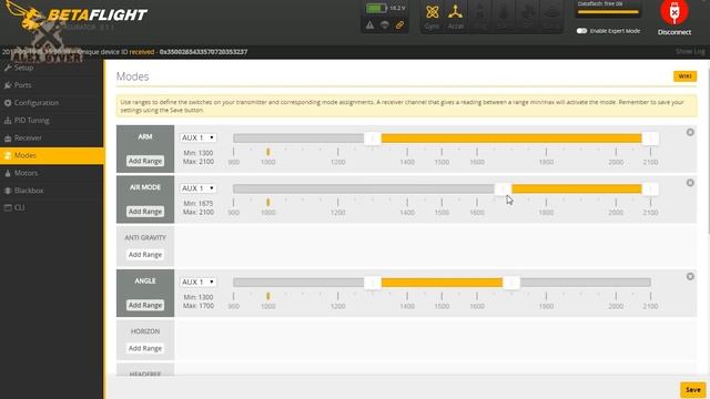 Настройка гоночного квадрокоптера, Betaflight