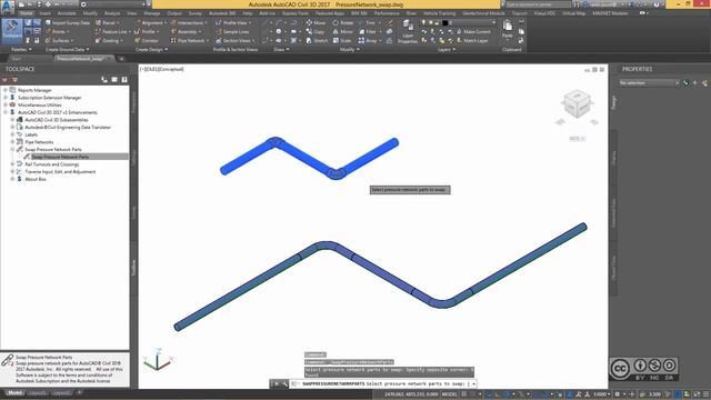 AutoCAD Civil 3D 2017 - Swap Pressure Network Parts смотреть онлайн