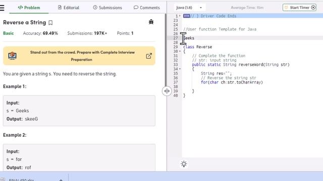 1/450 DSA complete SERIES Question 1 Reverse String in Java смотреть онлайн