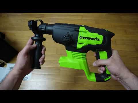Обзор мощного бесщеточного аккумуляторного перфоратора Greenworks GD24SDS2 с 4-х режимной муфтой смотреть онлайн
