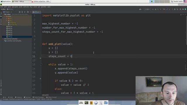 Построение множества графиков последовательностей Коллатца на одной диаграмме на Python // 6