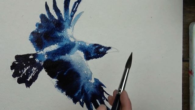 Ep 1 - How to Paint Birds - Quick simple watercolour of a flying Raven смотреть онлайн