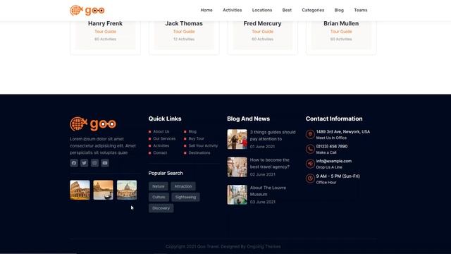 How to Add Footer - Goo Travel - Travel HTML5 Landing Page Template смотреть онлайн