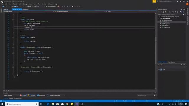 Stack implemented using Linked List in C# смотреть онлайн