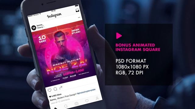 Animated Poster Photoshop Template - DJ Midnight Party смотреть онлайн