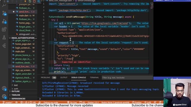 Day 65 | Firebase Cloud Messaging from In-App | Free Flutter Course | Newton School смотреть онлайн