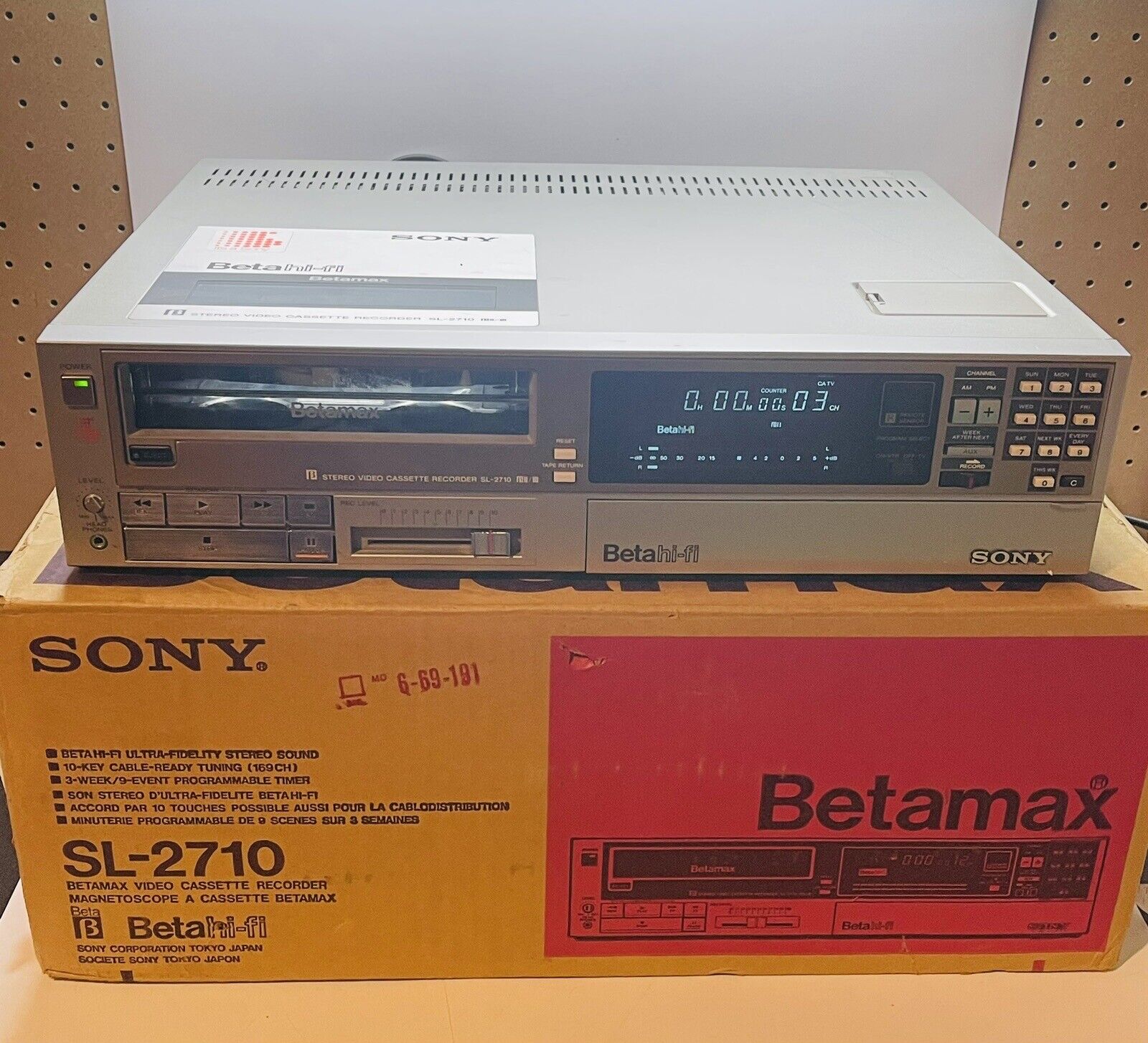 ВИДЕОМАГНИТОФОН SONY Betamax SL- 2710 VCR Beta Hifi -Япония-1983-год