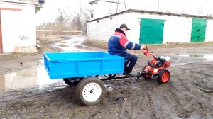 Прицеп к мотоблоку своими руками. Первый выезд. Испытание