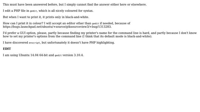 How can I print PHP syntax highlighting on a colour printer? смотреть онлайн