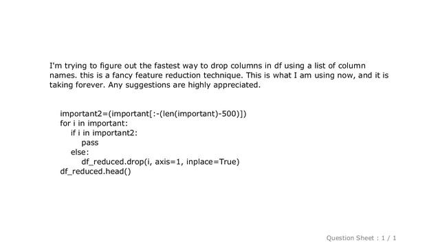 Pandas : what is the fast way to drop columns in pandas dataframe from a list of column names смотреть онлайн