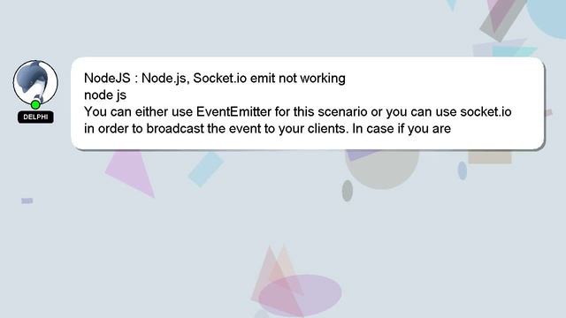 NodeJS : Node.js, Socket.io emit not working смотреть онлайн