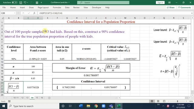 Statistics with Excel: Confidence Level and Critical Value of z on a Proportion смотреть онлайн