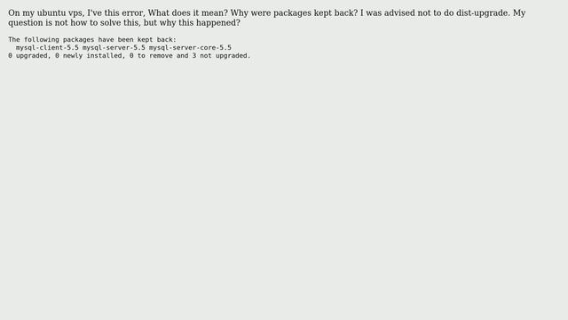 apt-get upgrade - packages have been kept back: mysql смотреть онлайн
