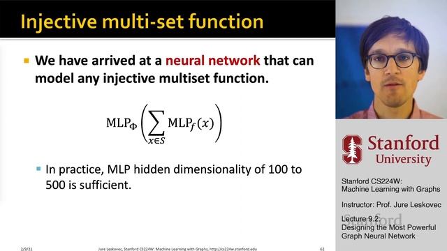 Stanford CS224W: ML with Graphs | 2021 | Lecture 9.2 - Designing the Most Powerful GNNs смотреть онлайн