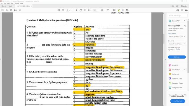 INF1511 - May/June 2019 - Exam - Question 1 - Multiple Choice смотреть онлайн