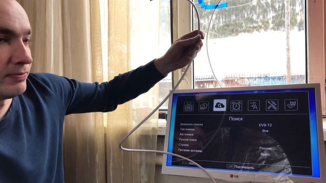 комнатная антенна для цифрового тв. Антенна из гвоздя! смотреть онлайн