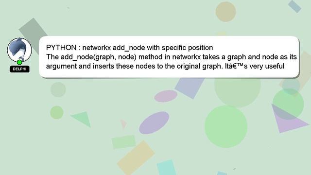 PYTHON : networkx add_node with specific position смотреть онлайн
