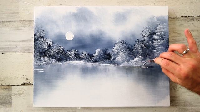 Blue Tree | Black And White Landscape | Easy Painting For Beginners | Abstract | Acrylics