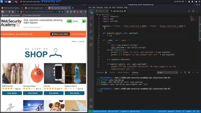 SQL Injection - Lab #2 SQL injection vulnerability allowing login bypass смотреть онлайн