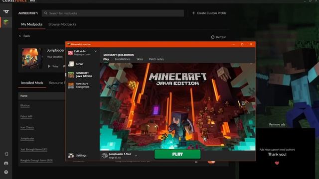 Jumploader 1.16.4 Curseforge Launcher Install Tutorial смотреть онлайн