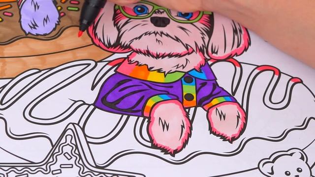 Coloring Lisa Frank Donuts & Dogs Coloring Book Page Colored Markers Prismacolor | KiMMi THE CLOWN смотреть онлайн