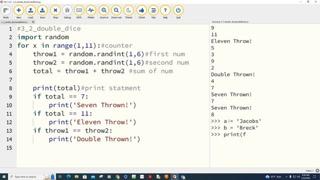 Sum of two Dice Python Code смотреть онлайн