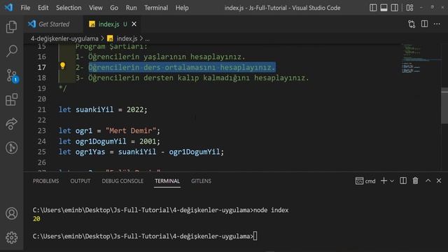 JavaScript Değişkenler Uygulama - JavaScript Ders 4 смотреть онлайн