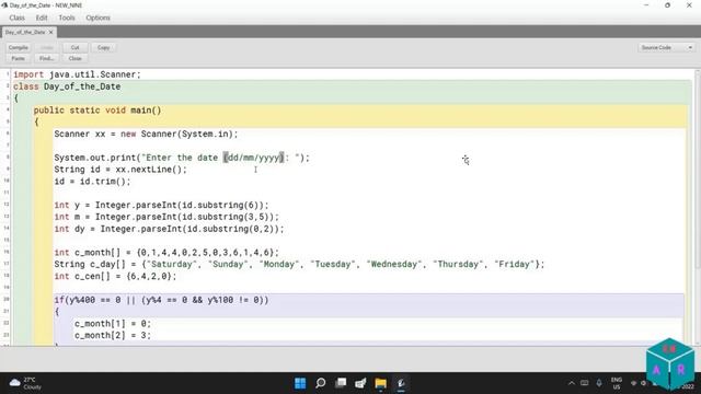 DAY OF DATE CALCULATOR||JAVA||ROBOTICS WORLD||BY ABHIRUP RUDRA смотреть онлайн